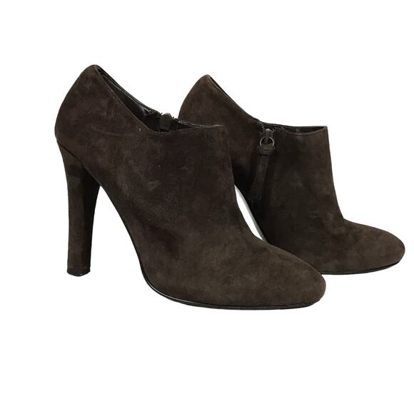 Lauren Ralph Lauren Janae Dark Brown Suede Nubuck Leather Ankle Boot Bootie sz 7 - Picture 2 of 9